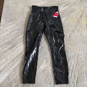 SPANX Faux Patent Leather Liquid Glossy LEGGINGS 20301Q Black medium new